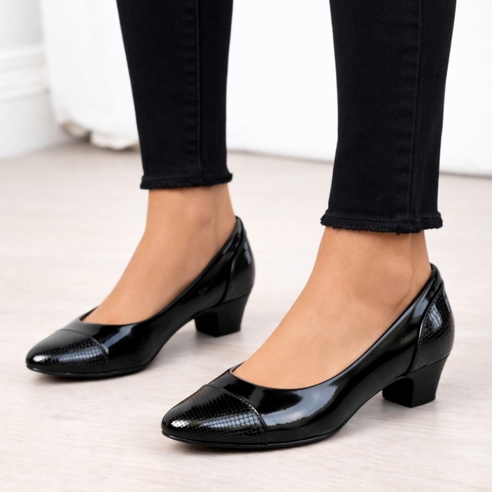 Marbella NEW Lara Classic Minimalist Capped Toe Low Block Heel Comfort Pumps 9W